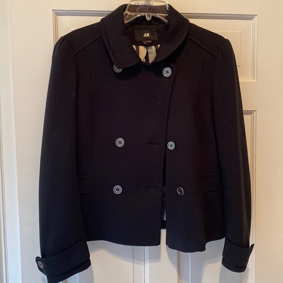 H&M Jackets & Blazers - H&M Black Short Pea Coat Jacket